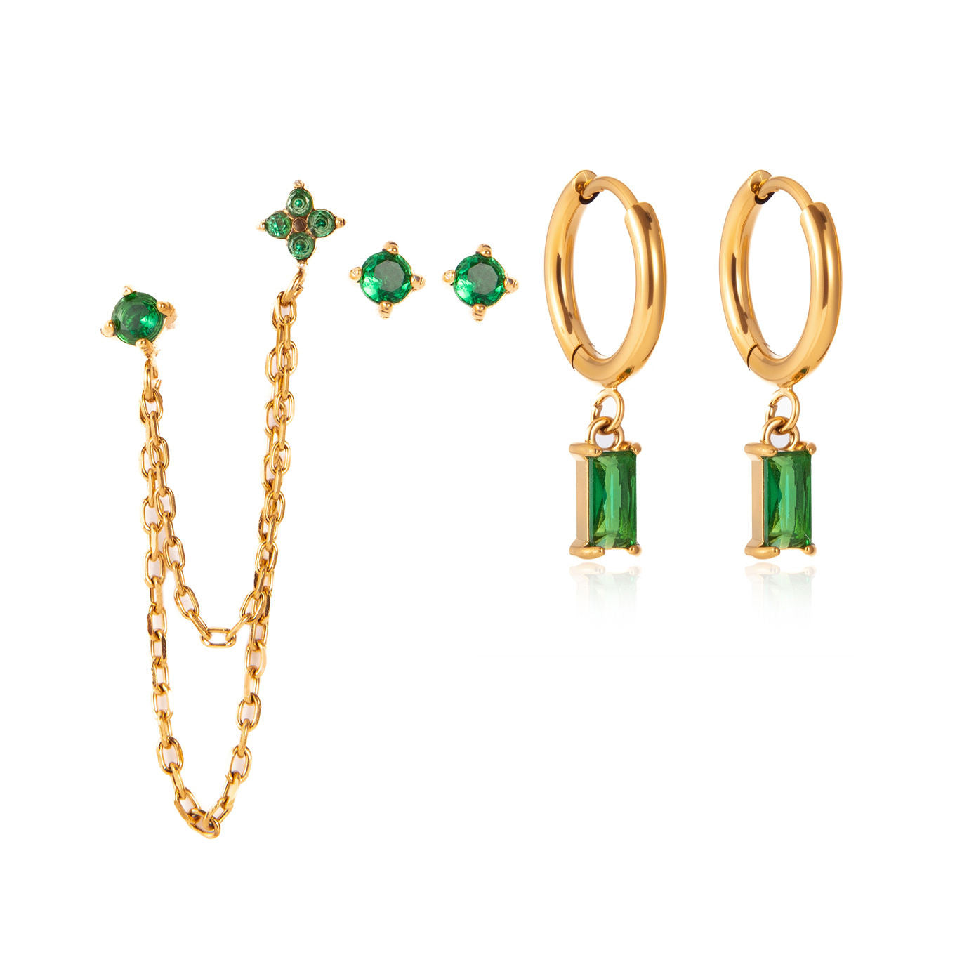 Set Orecchini Emerald placcati oro 18k
