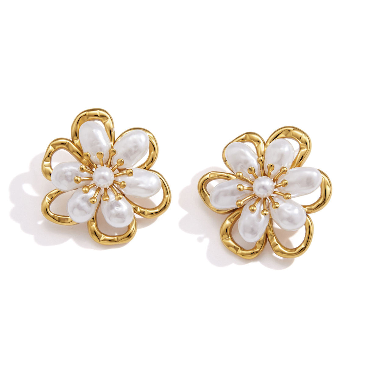 Orecchini Pearl Blossom placcati oro 18k