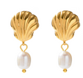 Orecchini Perla Marina placati oro 18k