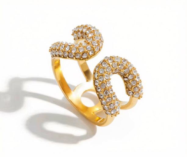 Anello Halo placcato oro 18k